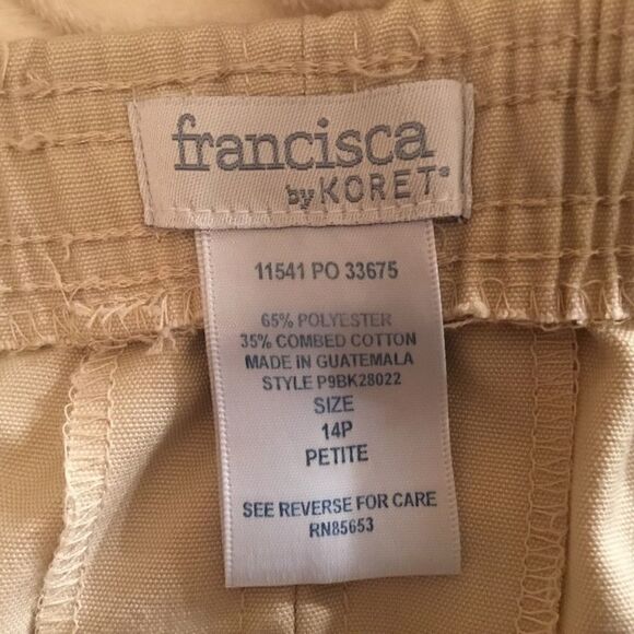 NWOT Francisca by Koret Brand Women’s Sz. 14P Kaki-Colored Cullottes - Picture 5 of 6